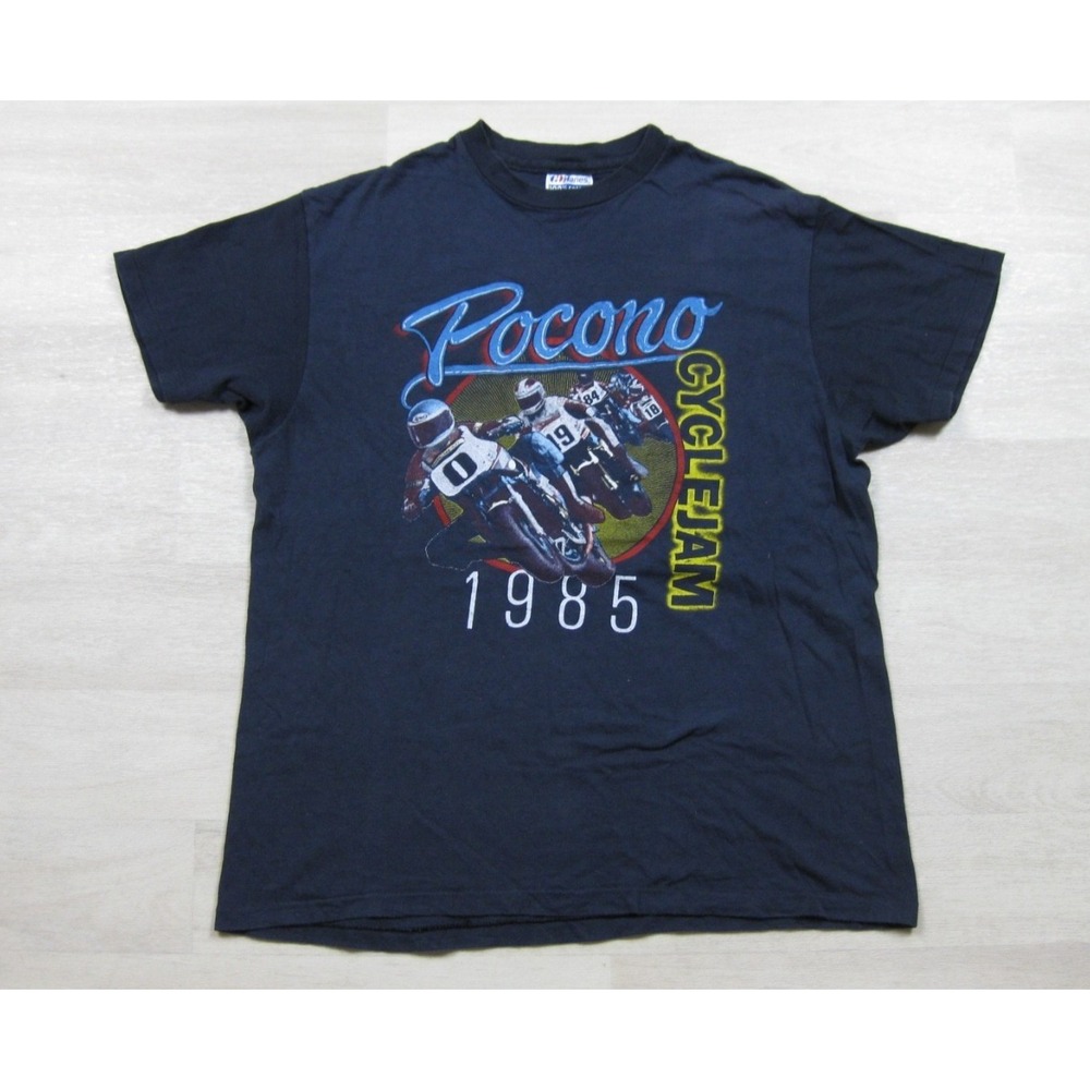 Vintage 80s Pocono Cycle Jam Racing T-Shirt Men's (L) Single Stitch Motorcycle